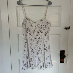 Reformation | Mini white dress with blue flowers